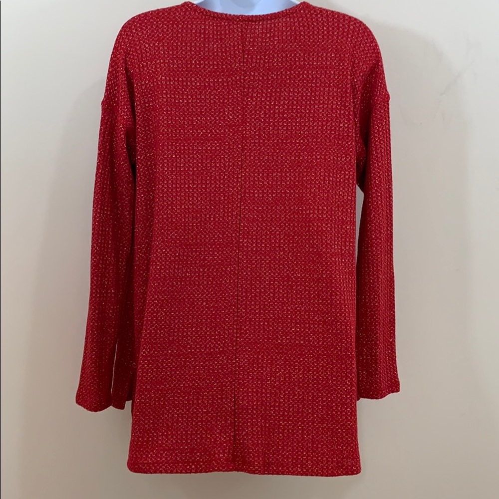CATO Long Sleeve Metallic Silver Woven Sweater - Picture 7 of 8